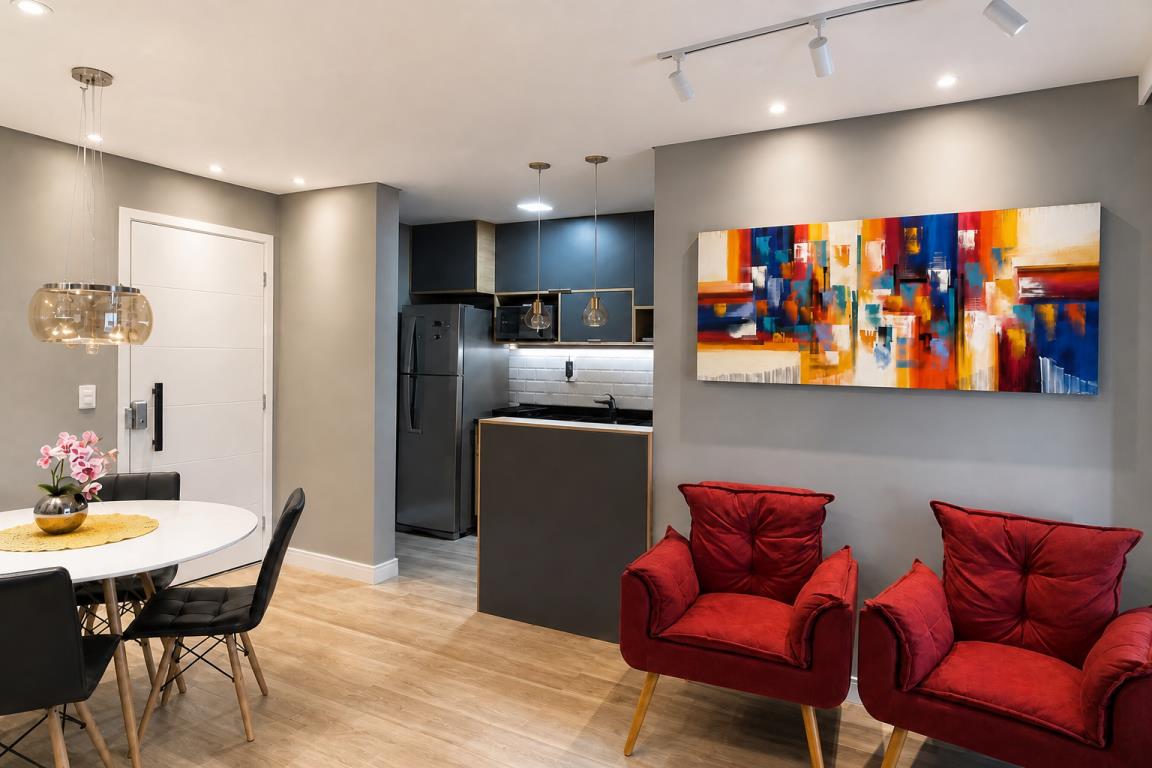 Apartamento com 55m², 1 quarto e 1 vaga.